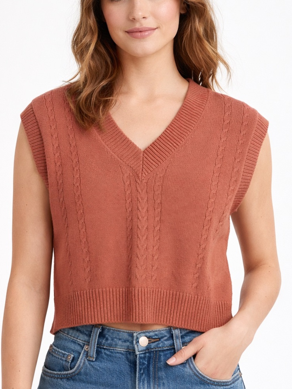 Aritzia Sunday Best Wool Blend V Neck Crop Vest